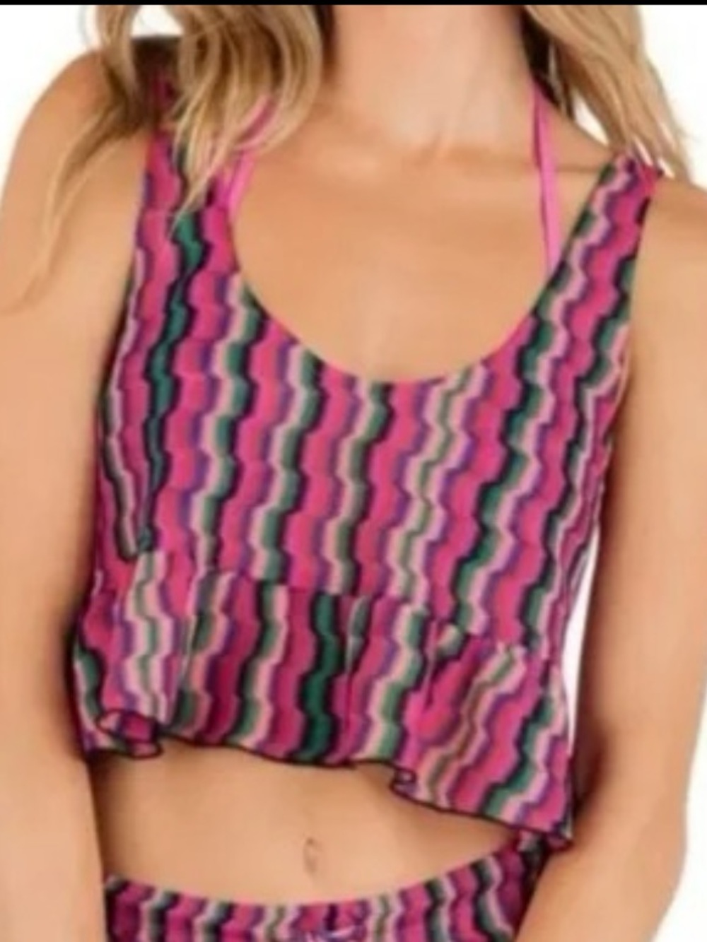 Hurley Zumba Stripe Flounce Tank Top Mesh Wrap Skirt Set Small NWT - Picture 2 of 9